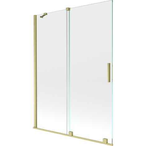 Mexen Velar paratia per vasca da bagno scorrevole a 2 ante 130 x 150 cm, trasparente, oro spazzolato - 896-130-000-01-55 (1/5)