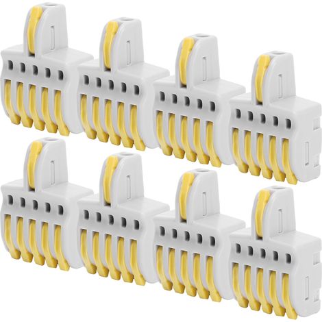 20 connecteurs rapides SPL 1 entrée 5 sorties, répartiteur à poussoir, bornes de fil en cuivre et PC (jaune) (1/5)