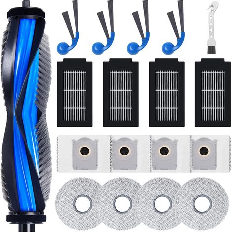Juego de 18 accesorios para la aspiradora robot Ecovacs Deebot T30C Omni Gen2 / T30C Omni: 1 cepillo giratorio, 4 filtros HEPA, 4 paños de limpieza, 4 bolsas para el polvo, 4 cepillos laterales. (1/5)