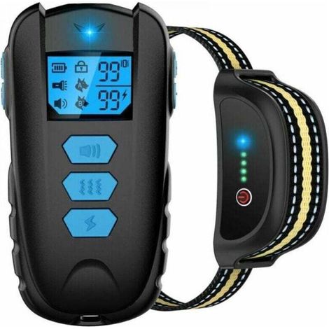 YMYNY Collare per addestramento cani con telecomando, impermeabile IPX7, con segnale acustico, vibrazione, scossa, livelli regolabili da 0 a 99, adatto per cani di piccola, media e grande taglia (1/4)