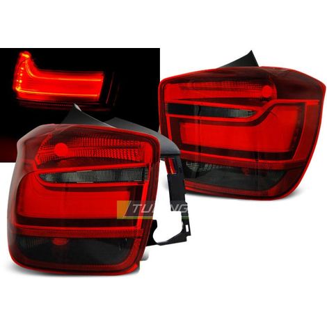 Paire de feux arriere BMW serie 1 F20/F21 11-14 LED BAR rouge fume-27335653