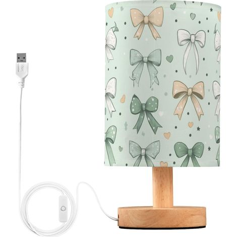 Kcldeci Lampe de chevet avec rubans verts pour chambre à coucher (1/5)