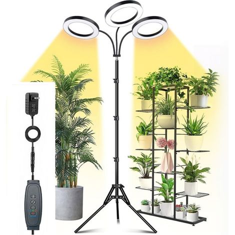 Plant Grow Light 108 LEDs Full Spectrum Grow Lights with 3 9 12H Timer 6 Brightness Height Adjustable Growing Lamp for Indoor Plants EU Plug 3 Heads 28W