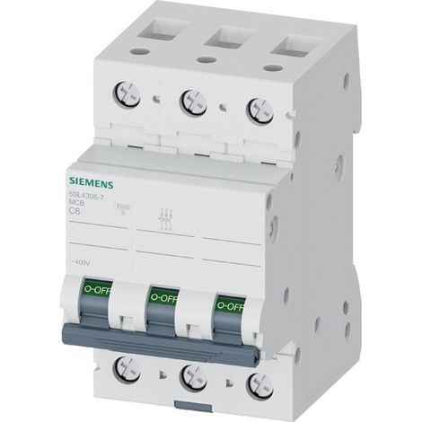 Interruttore magnetotermico a 3 poli 400V 6A curva C Siemens 5SL43067