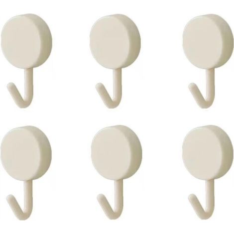 Crochets adhésifs, jolis crochets muraux décoratifs pour suspendre bretelles, chapeaux, serviettes et clés, 6 pièces, blanc (1/3)