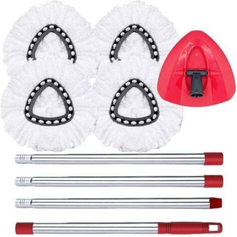 4 Replacement Mop Heads, 30-58 Inch Handles and 1 Mop Base (White (Single Tank System)) for O Cedar EasyWring Microfiber Mop (1/4)