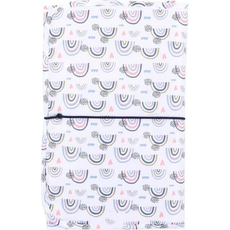 Wasserdichte, tragbare Wickelunterlage aus Nylon – praktisch für Reisen und Zuhause – Weiß-Regenbogen-Design (1/5)