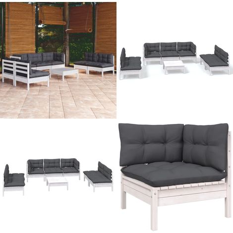 8-tlg. Garten-Lounge-Set mit Kissen Kiefer Massivholz - Garten Lounge Set - Kiefernholzmöbel - Outdoor Möbel - Gartenmöbel - Relaxsessel - Home & Living (1/5)