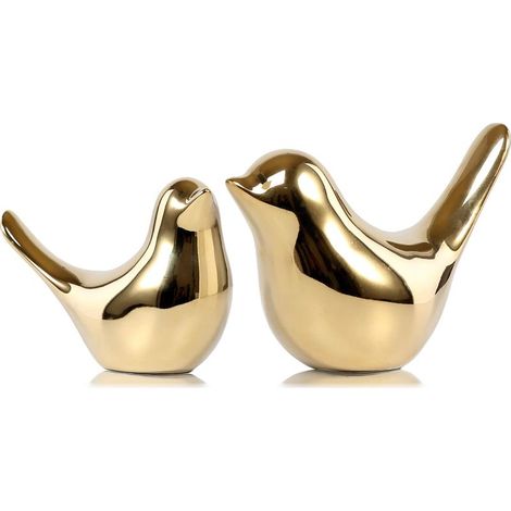 Statue d'oiseau, objet de décoration doré, style moderne, convenant au salon, à la chambre ou au bureau. (1/4)