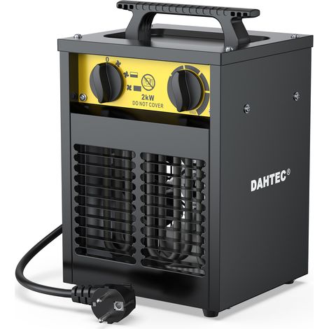 Chauffage Électrique Industriel 2000W - Caisse Acier, Portable pour Chantier & Garage, Soufflant avec Protection Surchauffe - DAHTEC (1/5)
