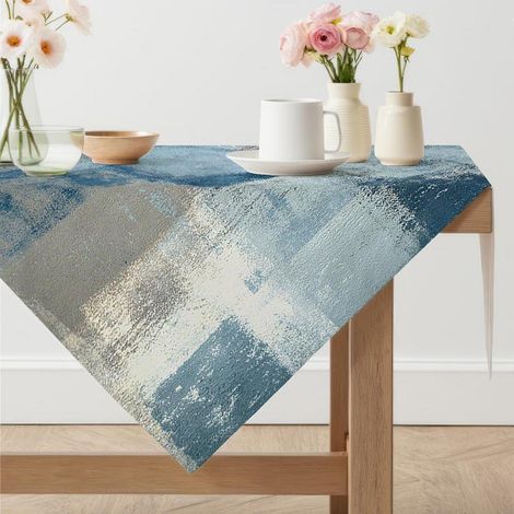 Nappe Bleu Marine Lavable 85x85 cm Moderne Abstrait Art