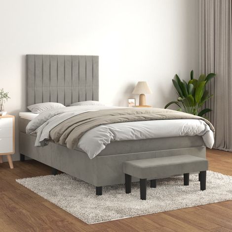 Boxspringbett mit Matratze Hellgrau 120x200 cm Samt (1/5)