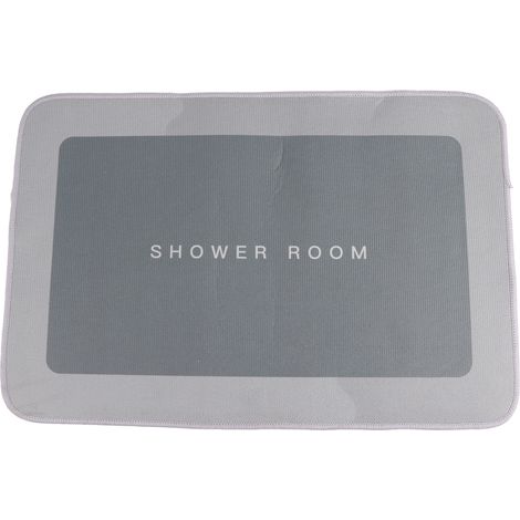 Tapis de Salle de Bain Moderne Absorbant, Séchage Rapide, Antidérapant, Couleur Gris Clair, Format Carré (1/3)