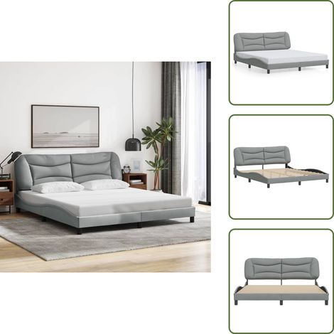 Cuscino testiera - vidaXL Giroletto senza Materasso Hvar Grigio Chiaro 180x200 cm Tessuto - Letto Hvar