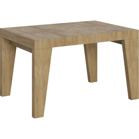 Table à manger extensible bois Naxo 2 rallonges fines 2 pieds 140 à 244 cm-Naturel-2 pieds-2 rallonges fines-140 à 244 cm (1/5)
