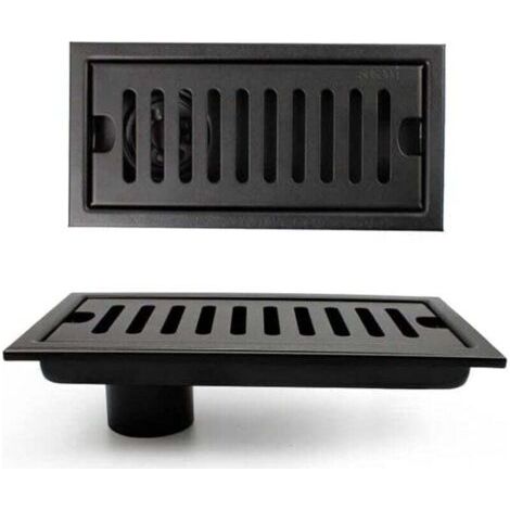 Grille Douche, Caniveau de Douche, Noir Siphon de Sol avec Grille en Acier Inoxydable, Convient pour WC, Salle de Bain, Cuisine, Balcon