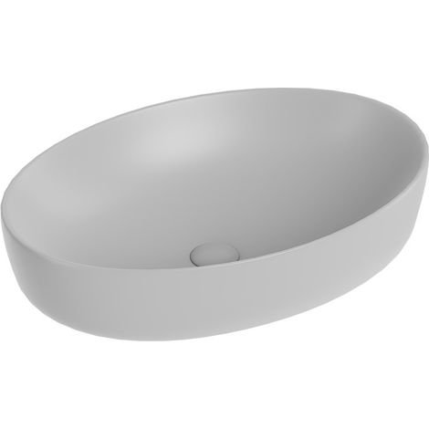 Lavabo d'appoggio ovale in ceramica da 60x40 cm grigio - Serie Nature (1/3)