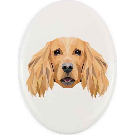 Englischer Cocker Spaniel – geometrische Fliese mit Foto und Inschrift von Art-Dog (1/4)