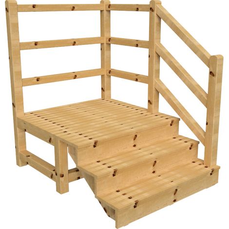 MILANO Außentreppe 3 geschlossene Stufen H54 cm - Podest L116 x B120 cm - Treppengeländer rechts - Podestgeländer rechts und hinten