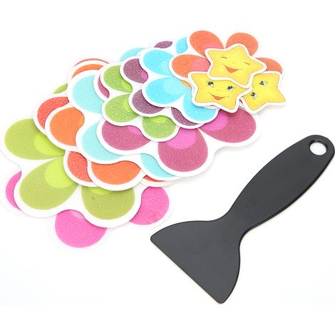 13 Autocollants de Salle de Bain Anti-Dérapants en Forme de Fleurs avec Raclette pour Douche et Baignoire (1/5)