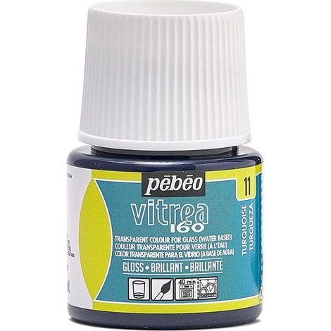 Peinture pour verre - Pébéo - Vitrea 160 - Brillant - Turquoise N°11 - 45ml (1/4)