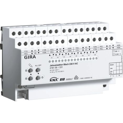 Gira Actuador de persiana 8f AC 230 V Mano KNX REG [216100], 2161 00
