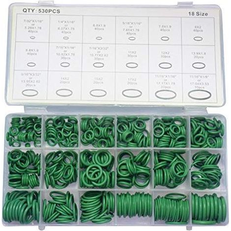 Joints Toriques Kit 530 Tailles O-Ring Étanchéité Joints Assortiment en Caoutchouc, Hydraulique Climatisation Anneaux d'Étanchéité pour Voiture Electroménagers, Roulement, Pompe (1/5)