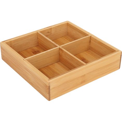 Plateau de service pour collations en bambou, sans peinture, sûr et écologique, contenant de service pour fruits secs compartimenté à 4 compartiments (1/5)