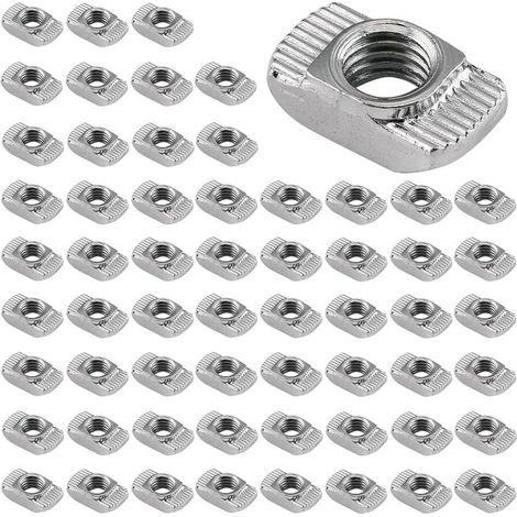 (EU40M8)Lot de 60 écrous à tête de marteau Filetage M8 4040 Profil Acier au carbone Fente en T Écrous à rainure en T Écrous marteaux pour profilé en aluminium Fente d'extrusion (1/5)
