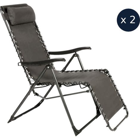 Hesperide – Fauteuil de jardin relax pliant 5 positions – Structure acier époxy antirouille – Assise textilène facile à entretenir – Gris anthracite (1/5)