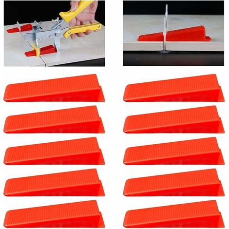 Fliesen Nivelliersystem Keile, Keil Nivellierer Fliesen Abstandshalter Fliesen Nivellierer Abstandshalter Clips Keile, 100 Stück, Rot (1/5)