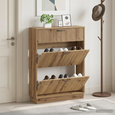 vidaXL Shoe Cabinet HOORN 78 x 24 x 100 cm Engineered Wood Artisan Oak (1/5)