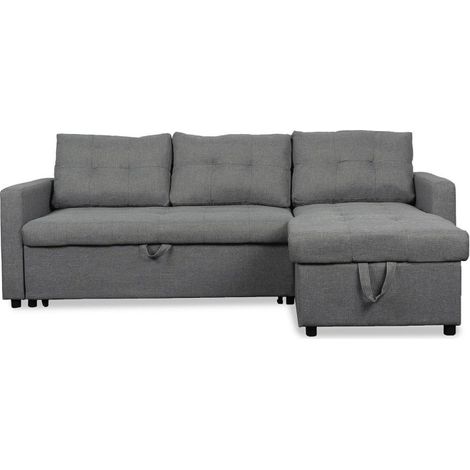 Canapé d'Angle Convertible Tissu "Corto" 221cm Gris (1/5)