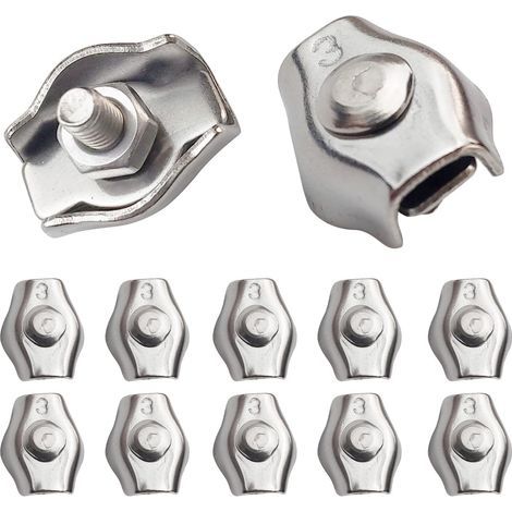 20 Pieces Wire Rope Clamp Steel Cable Clamp M3 Wire Rope Clips for Steel Cable 1.5mm-3mm Stainless Steel Cable Clamp for Construction Sites and Ships