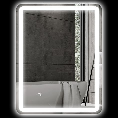 Miroir de salle de bain avec éclairage LED 60x80 cm, miroir mural antibuée avec 3 températures de couleur réglables et fonction mémoire (1/5)