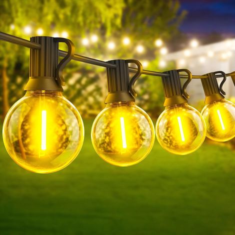 30m/100FT Guirlande Lumineuse Guinguette LED Extérieure Electrique - 25+2 Ampoules G40 - IP44 Imperméable pour Jardin, Terrasse