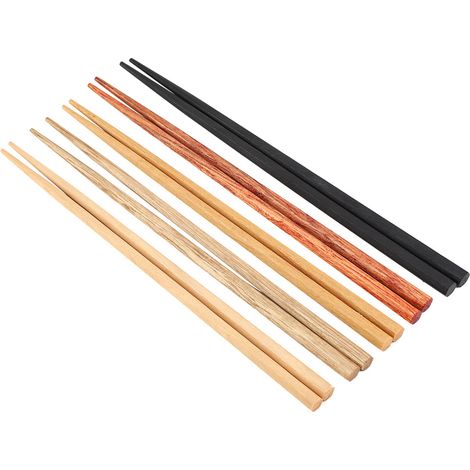 Lot de 5 baguettes en bois naturel multicolores peintes à la main, réutilisables, avec coffret cadeau (1/5)