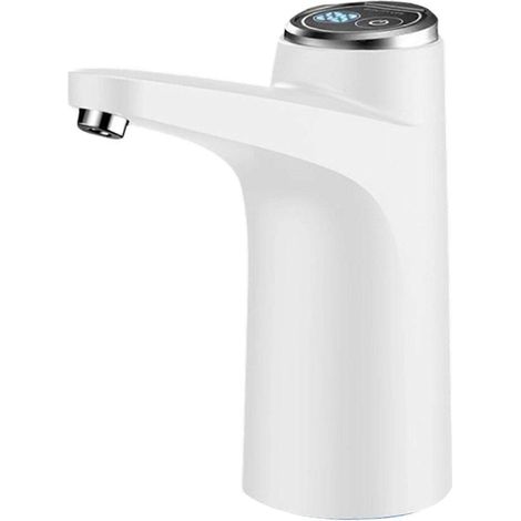 Distributeur d'eau électrique avec pompe à bouteille et affichage LED, adapté au camping et à un usage domestique, blanc. (1/5)