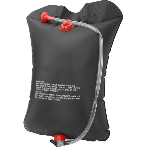 Sac de douche de camping 5 gallons (20 L) avec chauffage solaire, idéal pour la plage, la natation et les voyages en plein air. (1/5)