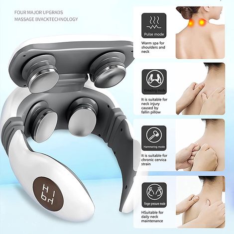 Lot Cervical Massager Électrique avec Télécommande, 5 Modes de Massage, Tête Flottante 3D, Aimant Intégré, Coussin de Massage pour Cou et Épaules (1/5)