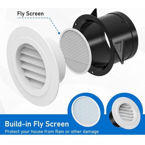 Bouche de Ventilation - Grille de Protection ABS - ø75mm (1/4)
