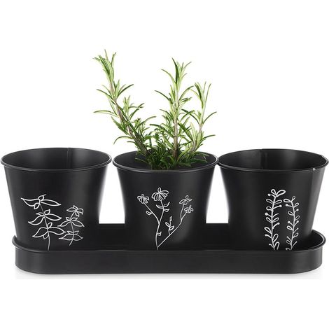 Pot a herbes sur pied blackline 4 pcs
