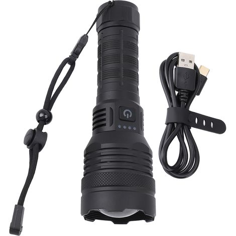 Leistungsstarke, wiederaufladbare, zoombare Magnet-Taschenlampe mit 30000 Lumen – Aluminium (1/5)