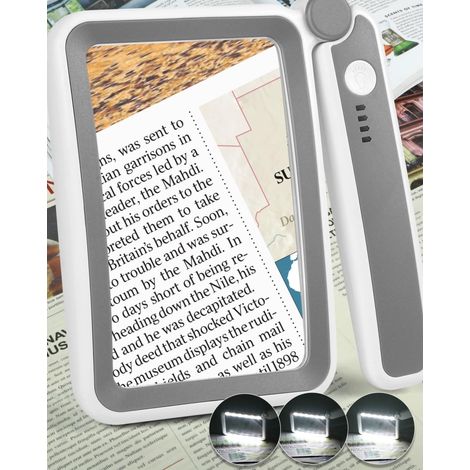 Wiederaufladbare Lupe mit LED-Beleuchtung – 4-fache Vergrößerung – Dimmbar – Faltbar – für Bücher, Kleingedrucktes, Senioren und Menschen mit Sehschwäche (1/4)