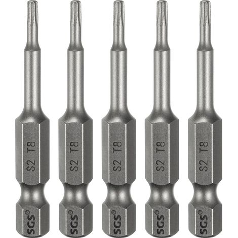 5Pcs Embout Tournevis Torx T8 Tige Hexagonale 1/4" Acier S2 (1/5)