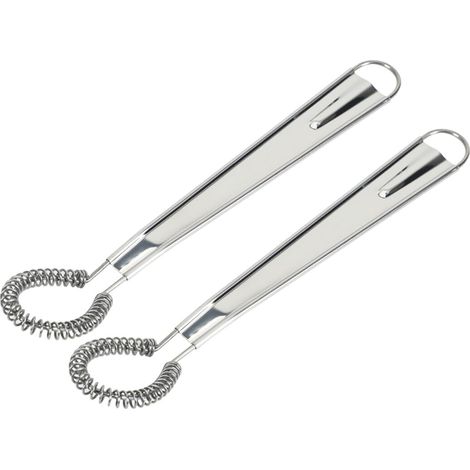 Set mit 2 Edelstahl-Küchenquirlen, Mini-Küche, langlebig, ergonomisches Design, spiralförmig, klein, manueller Mixer, Gebäck, vielseitiges Küchenwerkzeug zum Mischen und