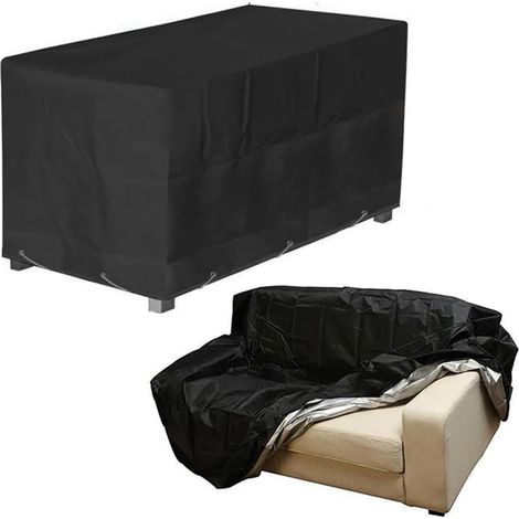Housse de canapé de jardin imperméable Oxford 210D noire 160 x 100 x 65 cm - Résistante aux UV - Imperméable à la poussière (1/5)