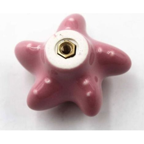 Bouton De Tiroir - Étoile De Mer - Céramique - Rose - Pour Armoire Commode Chambre Enfant - Lot De 5
