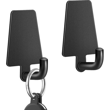 Lot de 2 crochets adhésifs muraux noirs sans perçage, porte-serviettes pour salle bain et cuisine (1/4)