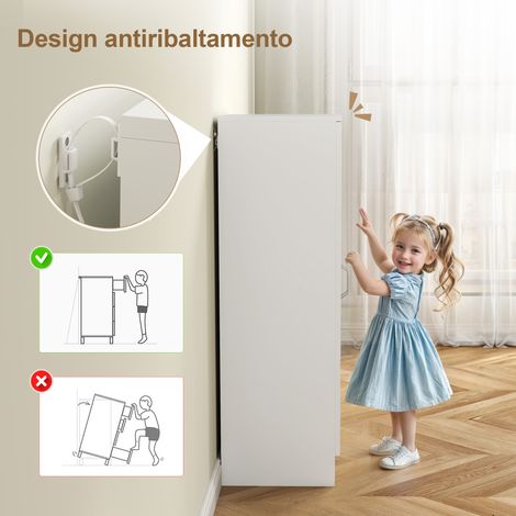 Armoire chaussures blanche 6 niveaux réglables en bois 55x35x108 cm (1/5)